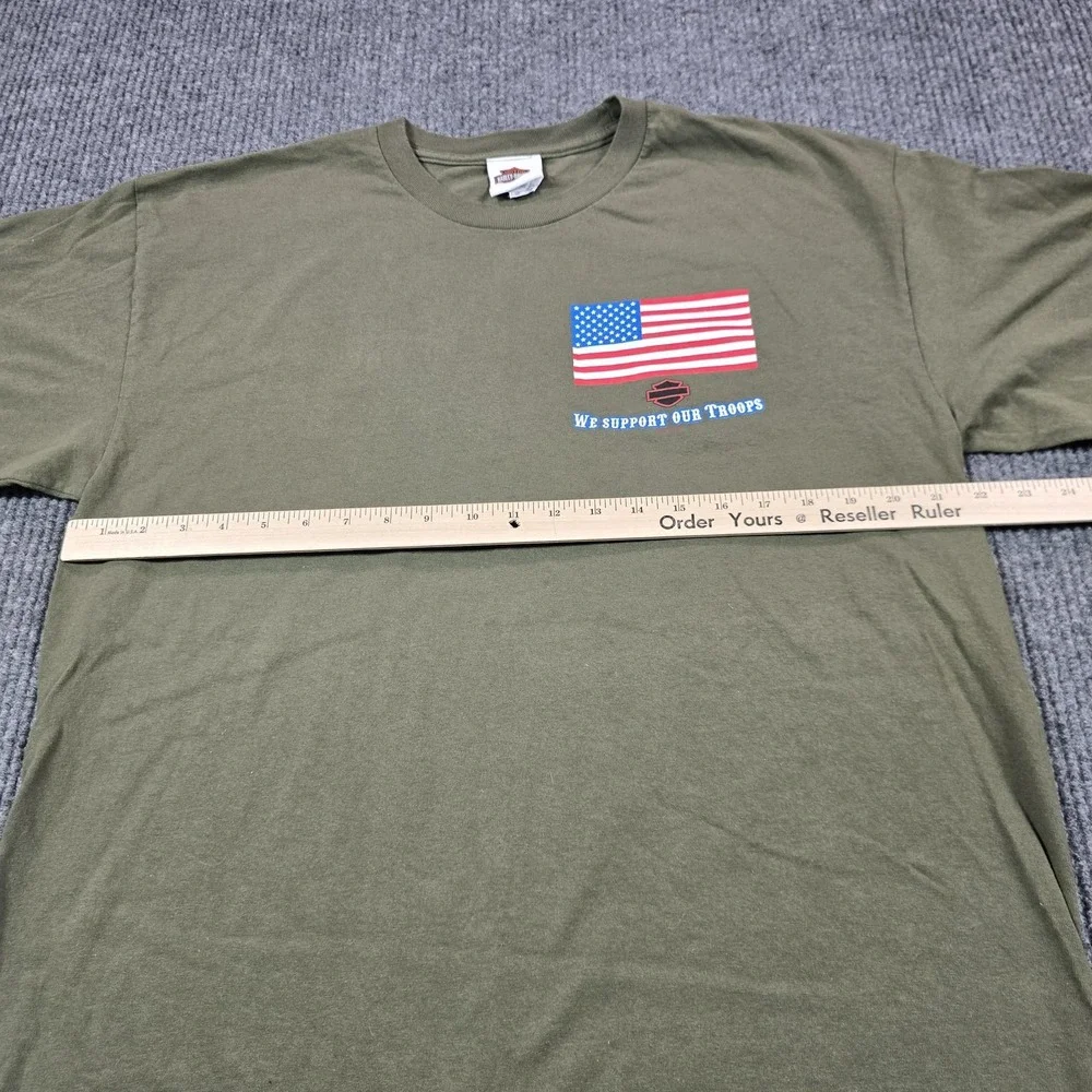 Harley-Davidson Shirt Mens XL Green Flag‎ We Support Our Troops Timms SC